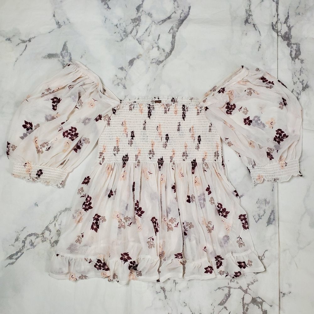 Free People Delta Dawn Floral Smocked Blouse